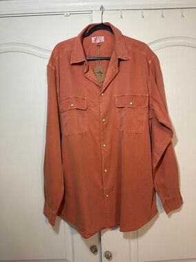 NWT Ryan Michael  Rust Orange Western Button-Up Shirt with pearl Snaps Mens Xl